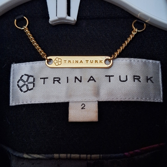 Trina Turk Black Wool Blend Military Coat Size 2 - Picture 6 of 15